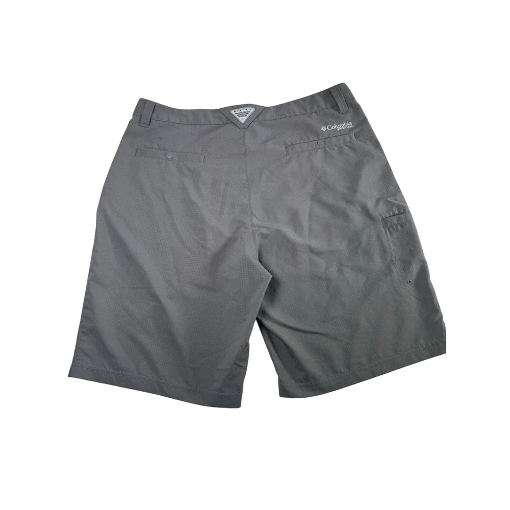 Columbia PFG Mens Gray Ripstop Fishing Shorts Performance Outdoor Size 34 35